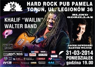 Koncert w Hrp Pamela: Blind Gorillaz ( duet Dewódzki/Wójcik) oraz Khalif 'Wailin' Walter Band   w Toruniu - 31-03-2014