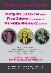 Niedziela z muzyką klasyczną. Koncert dedykowany Mironowi Białoszewskiemu w Warszawie - 08-06-2014