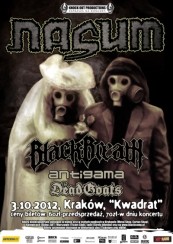 Koncert Nasum, Black Breath & support w Krakowie - 03-10-2012