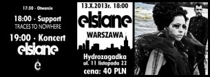 Koncert  ELSIANE support: Traces To Nowhere + Modernmoon w Warszawie - 13-10-2013
