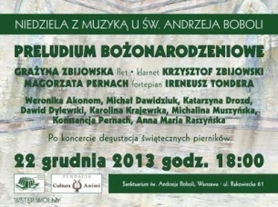 Koncert Niedziela z muzyką u św. Andrzeja Boboli w Warszawie - 22-12-2013