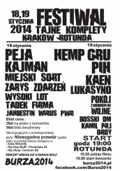 Bilety na koncert Tajne Komplety: Hemp Gru, PIH, KaeN, Lukasyno, Pokój z widokiem na wojnę w Krakowie - 19-01-2014