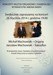 Koncerty Muzyki organowej i kameralnej w Parafii pw. Imienia Maryi w Poznaniu - 26-01-2014