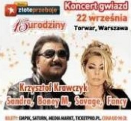 Bilety na koncert Sandra, Boney M, Fancy, Savage - 15 Urodziny Radia Złote Przeboje w Warszawie - 22-09-2012