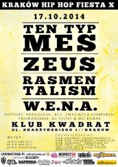 Bilety na koncert Hip Hop Fiesta - Ten Typ Mes, Zeus, W.E.N.A., Rasmentalism w Krakowie - 17-10-2014