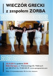 Koncert Wieczór Grecki z zespołem ZORBA w Wałbrzychu - 18-10-2014