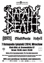Bilety na koncert Napalm Death, Squash Bowels, The Dead Goats, Dishell we Wrocławiu - 07-11-2014