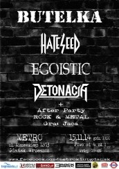 Koncert: BUTELKA, HATESEED, EGOISTIC, DETONACJA + After Rock & Metal w Gdańsku - 15-11-2014