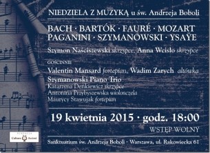 Koncert Niedziela z Muzyką u  św. Andrzeja Boboli w Warszawie - 19-04-2015