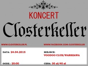 Koncert Closterkeller @ VooDoo Club, Warszawa - 24-04-2015
