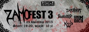 Koncert ZAMOFEST 3: Zamordism, Brainwashed, Grim Orange Dice, Koios @ Metal Cave, 25.04.15 w Warszawie - 25-04-2015