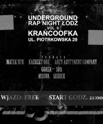 Koncert Underground Rap Night Łódź Vol. II Krańcoofka 02.04 - 02-04-2016