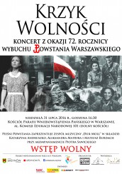 Koncert Pieśni Powstania Warszawskiego pt. "Krzyk Wolności" w Warszawie - 31-07-2016