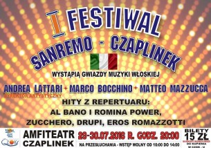 Bilety na Festiwal San Remo - Czaplinek + konkurs wokalny !