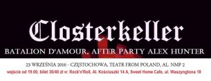 Koncert Closterkeller, Batalion d'Amour, after party Alex Hunter - TFP Częstochowa - 23-09-2016