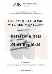 Koncert BYDGOSKI WTOREK MUZYCZNY  w Bydgoszczy - 18-10-2016