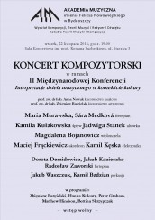 KONCERT KOMPOZYTORSKI w Bydgoszczy - 22-11-2016
