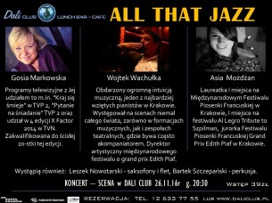 Koncert ANDRZEJKOWO - J. Możdżan & M. Markowska - All That Jazz - Dali Saturday's Jazz Nights w Krakowie - 26-11-2016