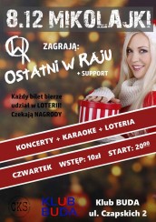 8.12 Mikołajki: koncerty + karaoke - Ostatni w Raju & Puffyholic @Kraków - 08-12-2016