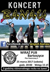 Koncert Banau | Wiraż Pub Bartoszyce - 25-03-2017