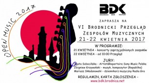 Koncert OPEN MUSIC 2017 - VI Brodnicki Przegląd Zespołów Muzycznych w Brodnicy - 21-04-2017