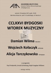 Koncert CCLXXVI Bydgoski Wtorek Muzyczny w Bydgoszczy - 25-04-2017