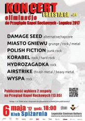 Koncert Damage Seed, Polish Fiction, Miasto Gniewu, Airstrike, Wyspa, Korabel, Hydrozagadka w Legnicy - 06-05-2017