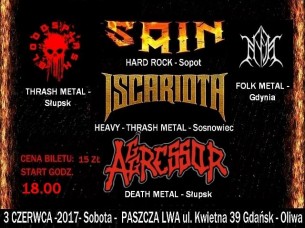 Koncert 3.06.2017 - Bloodsplash Nyja Sain Iscariota Aggressor w Gdańsku - 03-06-2017