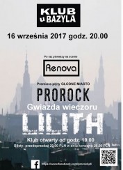 Koncert Lilith, Prorock, Renova - 16.09. U Bazyka w Poznaniu - 16-09-2017