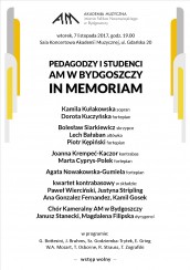 Koncert PEDAGODZY I STUDENCI AM W BYDGOSZCZY IN MEMORIAM - 07-11-2017