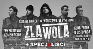 Koncert Zła Wola + Specjaliści w Potoku w Warszawie - 18-11-2017