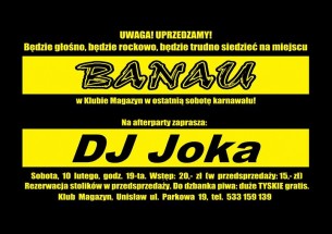 Koncert BANAU w Klubie Magazyn. Afterparty: DJ Joka w Unisławiu - 10-02-2018