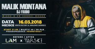 Koncert Malik Montana 16.03 - Wrota Kultury / Liam x Yarski w Zamościu - 16-03-2018