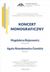 KONCERT MONOGRAFICZNY  w Bydgoszczy - 10-04-2018
