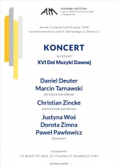 Koncert w ramach XVI Dni Muzyki Dawnej w Bydgoszczy - 24-04-2018