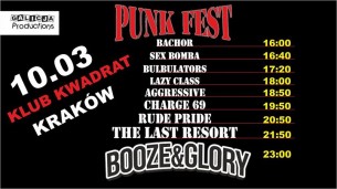 Koncert Punk Fest 2018 Booze & Glory, The Last Resort, Rude Pride i inni w Krakowie - 10-03-2018