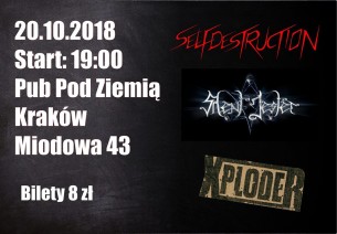 Koncert  Selfdestruction & Silent Jester + Xploder w Krakowie - 20-10-2018