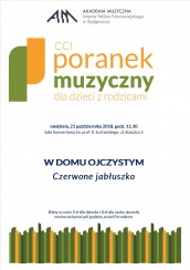 Koncert PORANEK MUZYCZNY dla dzieci z rodzicami w Bydgoszczy - 21-10-2018