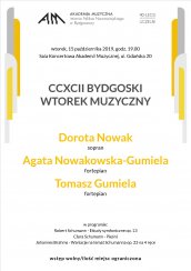 Koncert CCXCII BYDGOSKI WTOREK MUZYCZNY w Bydgoszczy - 15-10-2019