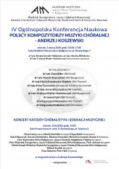 KONCERT KATEDRY CHÓRALISTYKI I EDUKACJI MUZYCZNEJ w Bydgoszczy - 03-03-2020