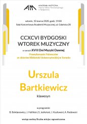 Koncert CCXCVI BYDGOSKI WTOREK MUZYCZNY w Bydgoszczy - 10-03-2020