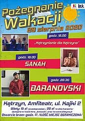 Bilety na koncert Pożegnanie Wakacji - Baranovski, Sanah w Kętrzynie - 29-08-2020