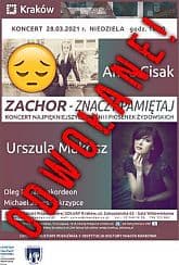 Bilety na koncert „Zachor znaczy pamiętaj” - Koncert najpiękniejszych pieśni i piosenek żydowskich w Krakowie - 28-03-2021