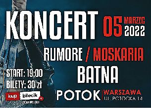 Bilety na koncert Rumore/Moskaria/Batna - Koncert Rumore/Moskaria/Batna w Warszawie - 05-03-2022