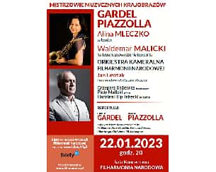 Bilety na koncert GARDEL-PIAZZOLLA/Mistrzowie Muzycznych Krajobrazów/Alina MLECZKO i Waldemar MALICKI w Warszawie - 22-01-2023