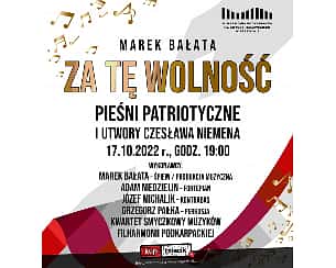 Bilety na koncert Marek Bałata - ,,Za tę wolność" - pieśni patriotyczne i utwory Czesława Niemena w Kolbuszowej - 17-10-2022