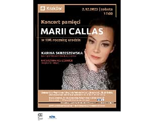 Bilety na koncert 02.12.2023/sobota, godz. 17.00 – Koncert pamięci Marii Callas-w 100. Rocznicę urodzin w Krakowie - 02-12-2023
