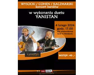 Bilety na koncert Yanistan - W. Wysocki, L. Cohen, J. Kaczmarski - Koncert duetu Yanistan w Kłodawie - 04-02-2024