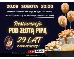 Bilety na koncert 29 Lat Smaku i Dźwięku - Urodzinowa Noc w Stylu Retro w Krakowie - 16-08-2025 Bilety na koncert 29 Lat Smaku i Dźwięku - Urodzinowa Noc w Stylu Retro w Krakowie - 16-08-2025