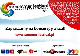 Bilety na Summer Festival - Karnet Tygodniowy - Tydzień 3 - George Baker / Ryan Paris / Samantha Fox